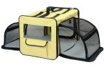 Pet Life Capacious Dual-Expandable Wire Folding Lightweight Collapsible Travel Pet Dog Crate - Khaki - Medium