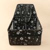 Pet Car Booster Seat Travel Carrier Cage; Breathable Folding Soft Washable Travel Bags For Small Pet - Black-Bones Pattern