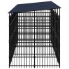 Outdoor Dog Kennel with Roof Steel 119 ftÂ¬â‰¤ - Black