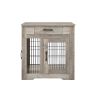 Furniture Style Dog Crate End Table with Drawer; Pet Kennels with Double Doors ; Dog House Indoor Use; (Grey; 29.92'w x 24.80' d x 30.71'h) - 1