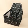 Pet Car Booster Seat Travel Carrier Cage; Breathable Folding Soft Washable Travel Bags For Small Pet - Black-Bones Pattern