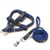 Pet Dog Chest Back Leash Set Adjustable Dogs Chest Back Traction Rope Puppy Pet Nylon Durable Outdoor Walking Rope Chain Belt - Blue - L