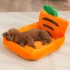 Pet Bed For Dog & Cat; Carrot Shaped Cat Bed; Adorable Dog Bed For Indoor Dogs; Cute Dog Sofa - Orange