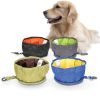 Dog Cat Bowl Open Air Travel Food Holder Folding Foldable Feeder Dish Water Bowl Food Stockpiling Bag Pet Nibble Plate Drink Waterproof - blue
