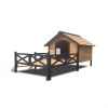 Outdoor Large Wooden Cabin House Style Wooden Dog Kennel with Porch - as Pic