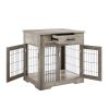 Furniture Style Dog Crate End Table with Drawer; Pet Kennels with Double Doors ; Dog House Indoor Use; (Grey; 29.92'w x 24.80' d x 30.71'h) - 1