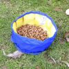 Dog Cat Bowl Open Air Travel Food Holder Folding Foldable Feeder Dish Water Bowl Food Stockpiling Bag Pet Nibble Plate Drink Waterproof - blue