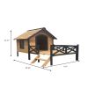Outdoor Large Wooden Cabin House Style Wooden Dog Kennel with Porch - as Pic