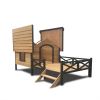 Outdoor Large Wooden Cabin House Style Wooden Dog Kennel with Porch - as Pic