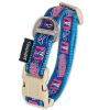 Touchdog 'Bone Patterned' Tough Stitched Embroidered Collar and Leash - Blue - Medium