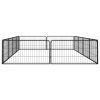 12-Panel Dog Playpen Black 39.4"x19.7" Powder-coated Steel - Black