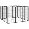 12-Panel Dog Playpen Black 19.7"x39.4" Powder-coated Steel - Black