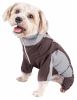 Pet Life Active 'Warm-Pup' Heathered Performance 4-Way Stretch Two-Toned Full Body Warm Up - Brown - Medium