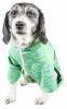 Pet Life Active 'Downward Dog' Heathered Performance 4-Way Stretch Two-Toned Full Body Warm Up Hoodie - Green - Small
