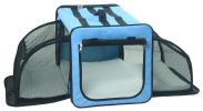 Pet Life Capacious Dual-Expandable Wire Folding Lightweight Collapsible Travel Pet Dog Crate - Blue - Small