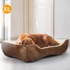 Pet Dog Bed Soft Warm Fleece Puppy Cat Bed Dog Cozy Nest Sofa Bed Cushion Mat XL Size - XL - Brown