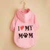 Pet Hoodie For Small & Medium Dogs; I Love My Mom Dog Hoodie Cat Shirts; Cute Pet Apparel - Pink - M