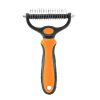 Professional Pet Deshedding Brush 2 Sided Dematting Dog Comb Cat Brush Rake Puppy Grooming Tools Undercoat Shedding Flying Hair - orange - S
