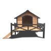 Outdoor Large Wooden Cabin House Style Wooden Dog Kennel with Porch - as Pic