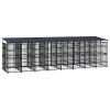Outdoor Dog Kennel with Roof Steel 158.8 ftÂ¬â‰¤ - Black