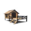 Outdoor Large Wooden Cabin House Style Wooden Dog Kennel with Porch - as Pic