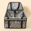 Pet Dogs Car Booster Seat Travel Carrier Cage; Oxford Breathable Folding Soft Washable Travel Bags - Grey