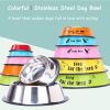 Pet Feeding Bowls Stainless Steel Non-slip Dog Bowl Durable Anti-fall Cat Puppy Feeder For Dogs Teddy Golden Retriever - green